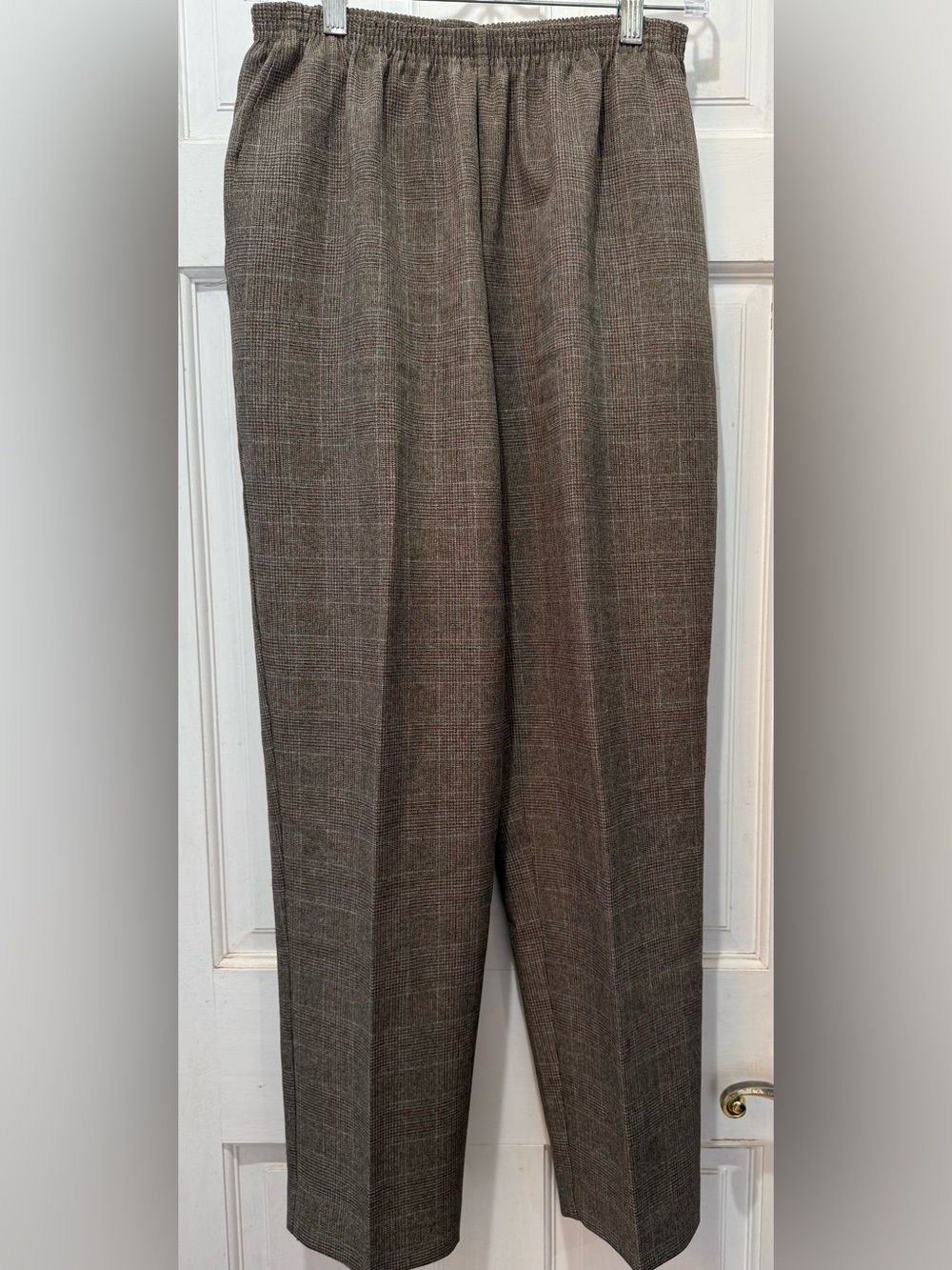 Alfred Dunner Brown Glen Plaid Elastic Waist Dress Pants Women’s Size 8